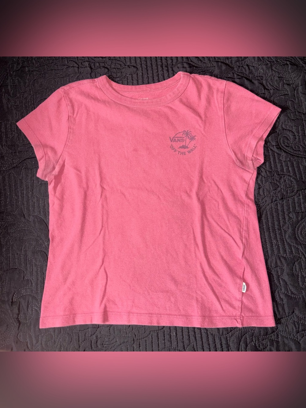 Vans Girls' Coral Pink Short Sleeve Logo Tee Size Small